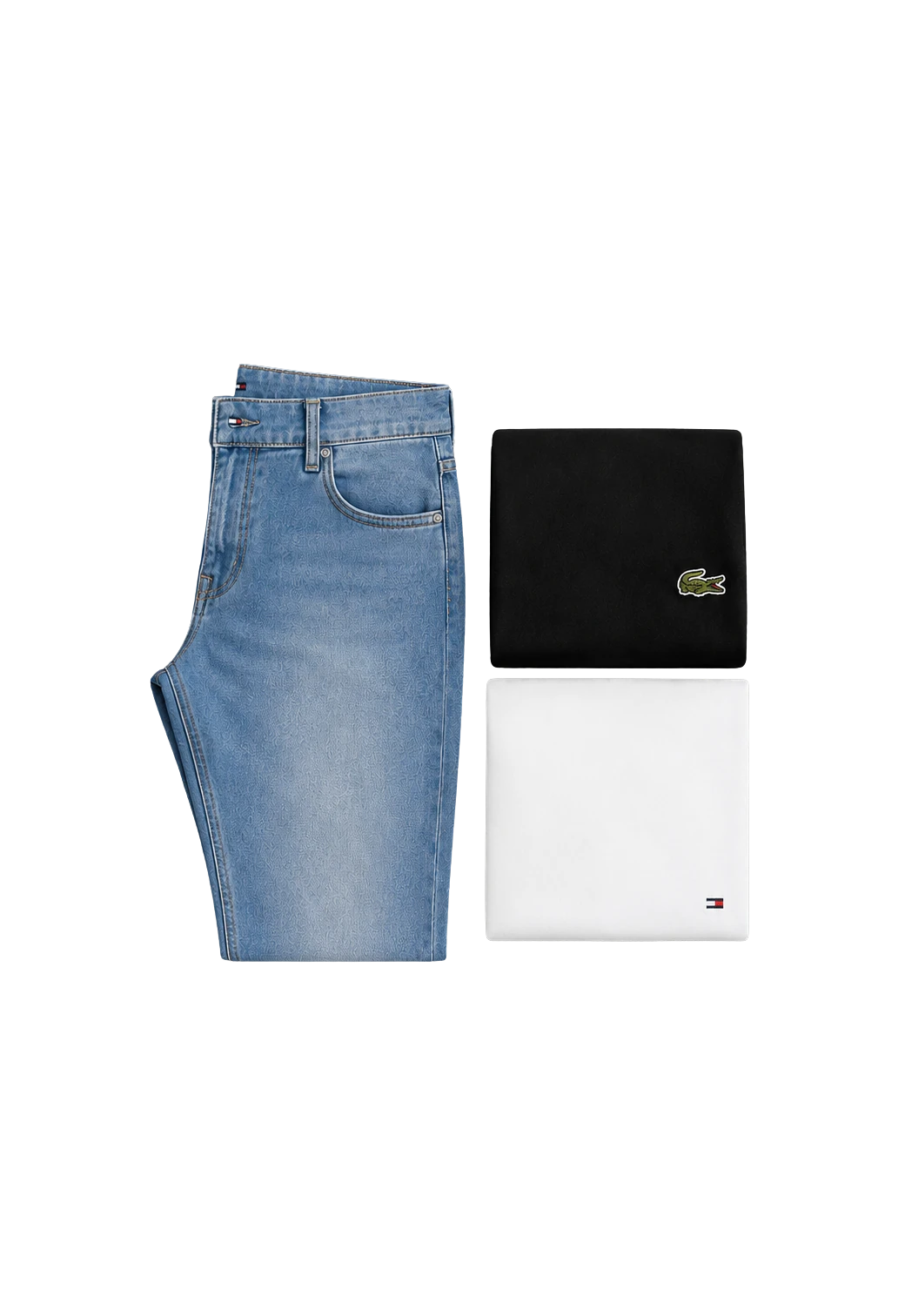 Kit Calça Jeans Tommy Hilfiger + Camisetas Lacoste