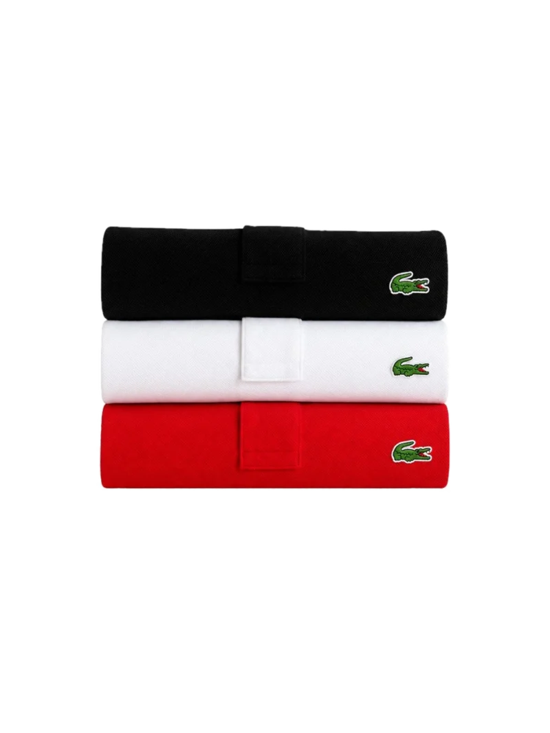 Kit 3 Polos Lacoste preta, branca e vermelha