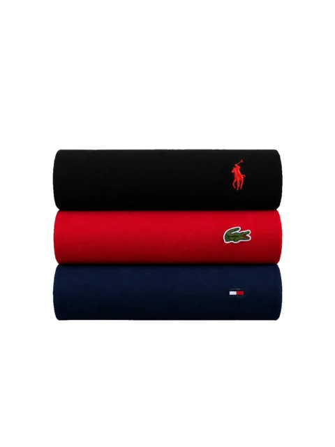 Kit 3 Camisetas Ralph Lauren, Lacoste e Tommy Hilfiger