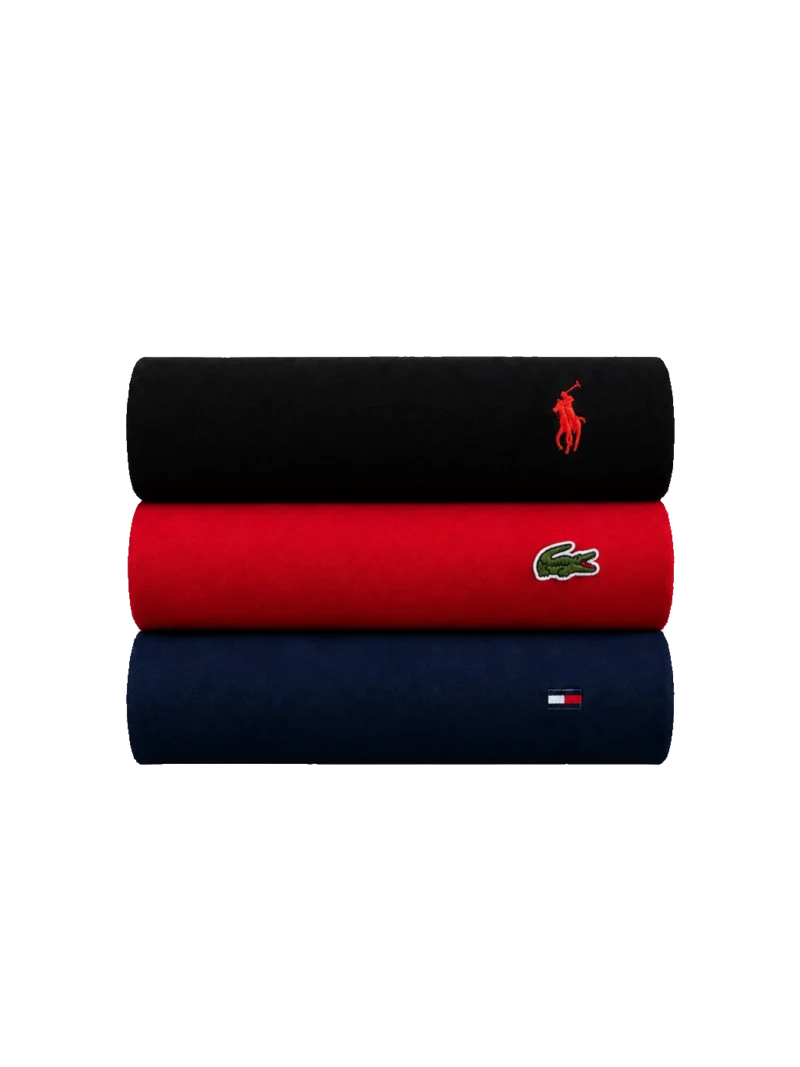 Kit 3 Camisetas Ralph Lauren, Lacoste e Tommy Hilfiger